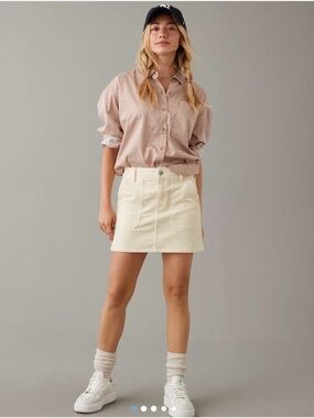American Eagle NWTS Cream High Rise Corduroy Mini Skirt - Women size 12